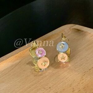 Elegant Gold and Pastel Icon Earrings